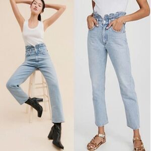 AGOLDE Lettuce Waistband HIgh Rise 90's Jeans Womens Sz 28 100% Organic Cotton
